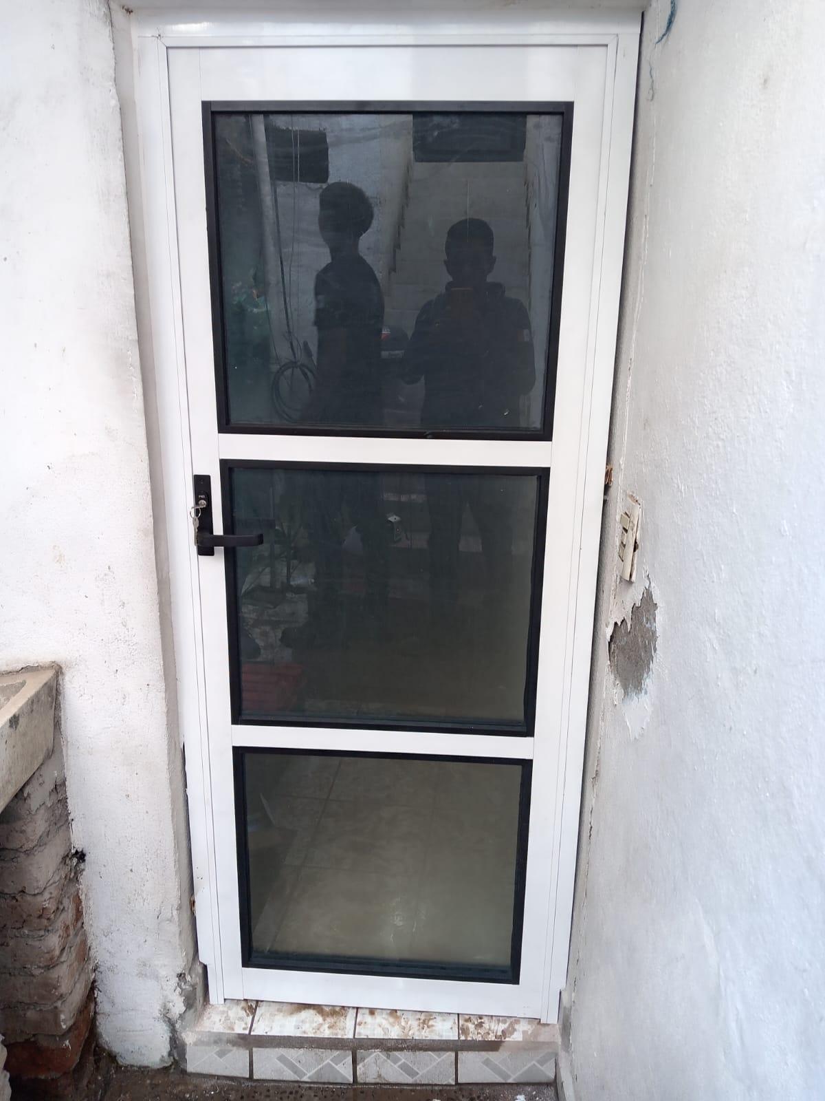 Puerta de Aluminio Blanco de 3 Paneles con Cristal Traslúcido - Uldalum León Gto